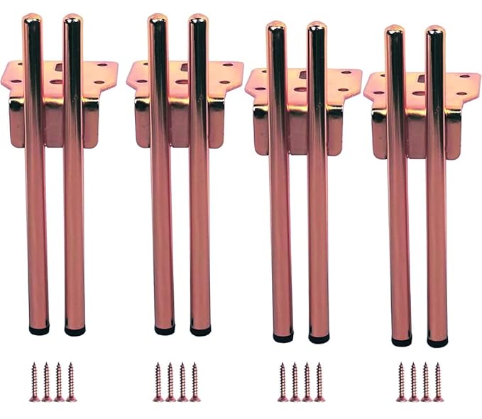 Zohra Hardware 6" + 2" H shape Gold Metal Furniture Legs – 4PC Set