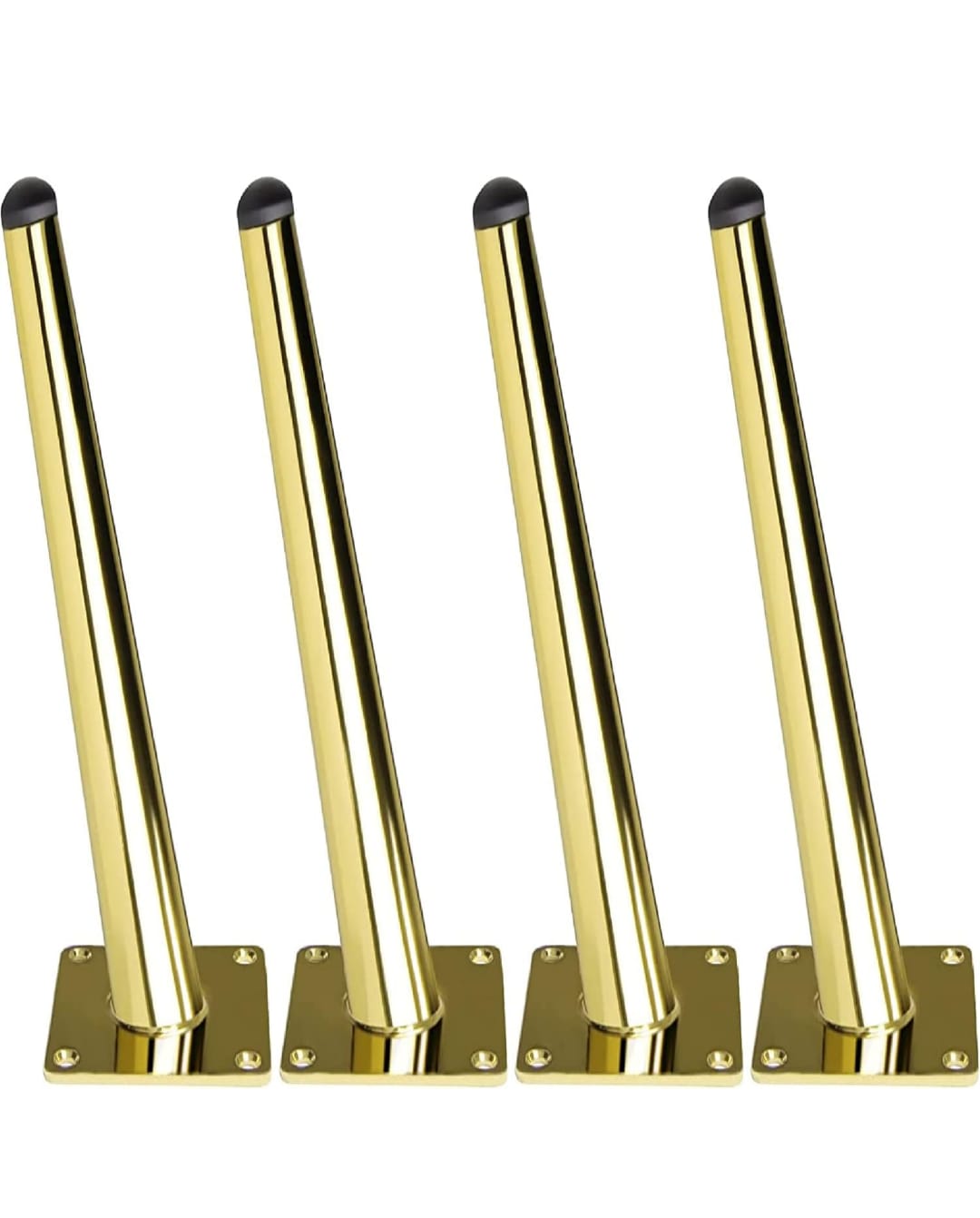 Zohra Hardware Glossy Gold Cone Sofa Legs - Durable Heavy-Duty Set of 4 (Slant)