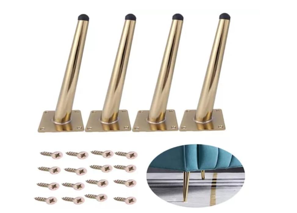 Zohra Hardware Glossy Gold Cone Sofa Legs - Durable Heavy-Duty Set of 4 (Slant)