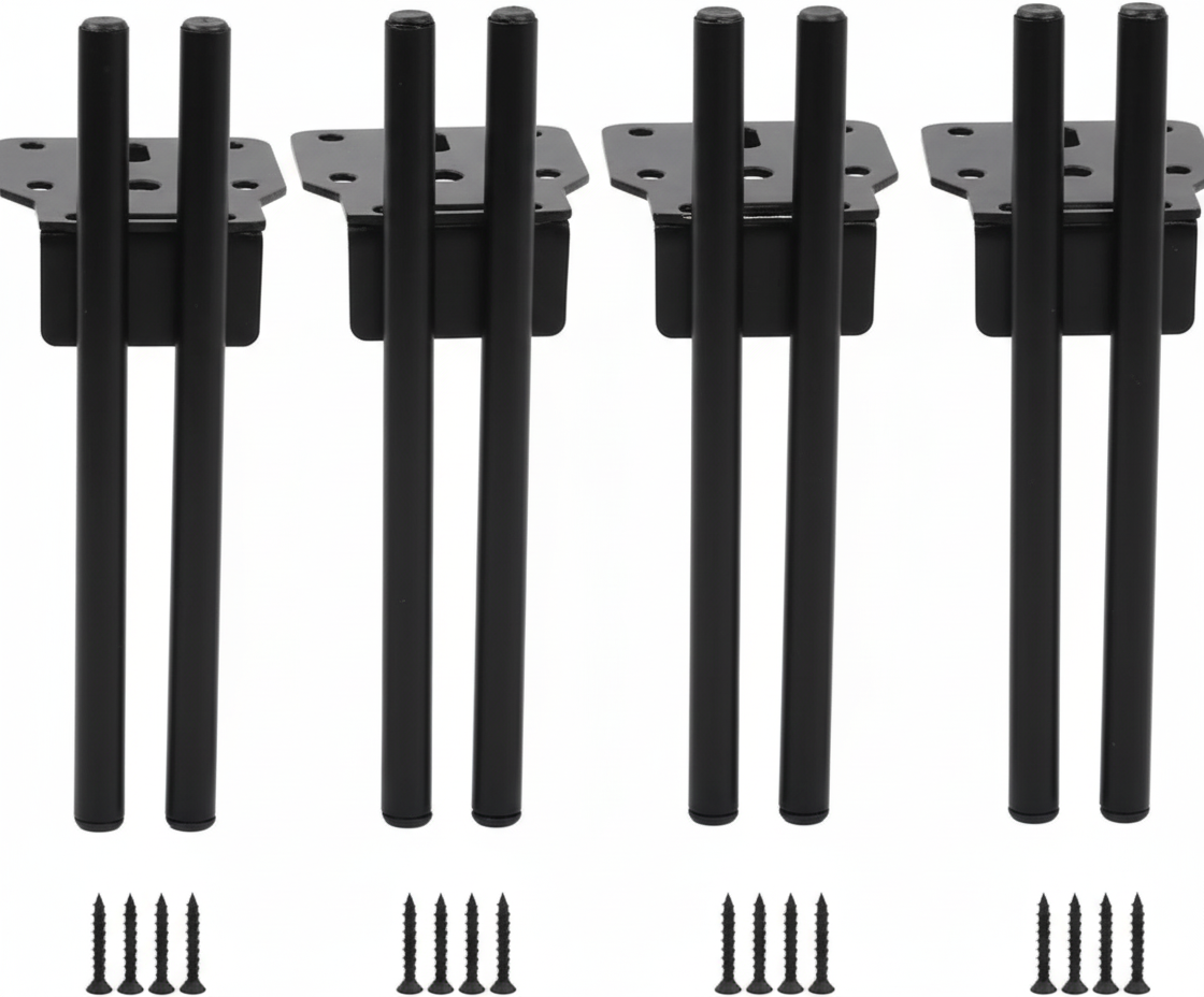 Zohra Hardware 6" + 2" H shape Gold Metal Furniture Legs – 4PC Set